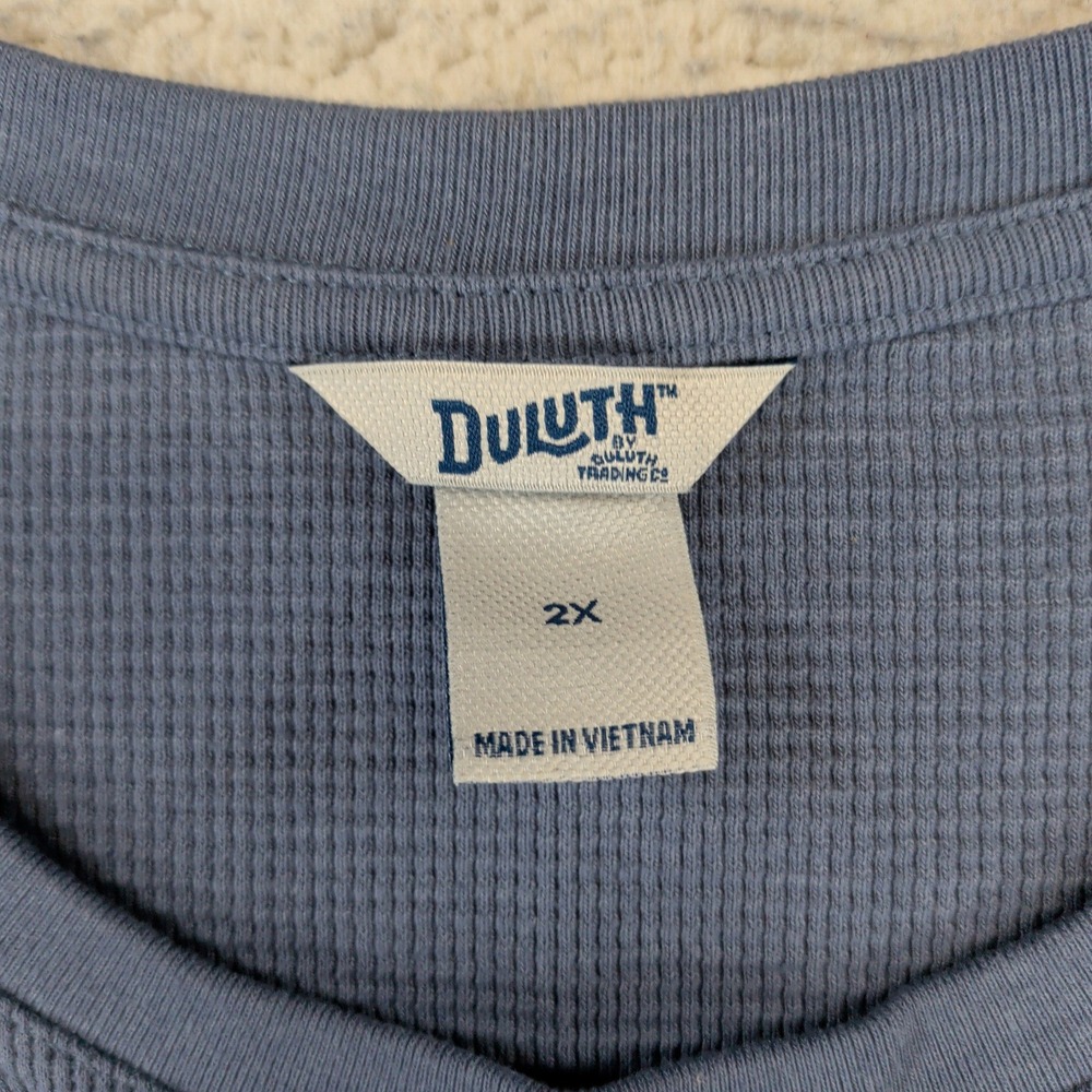 Duluth Trading Co Womens 2X Blue Waffle Knit Long Sleeve Thermal Tee 80283 - Picture 4 of 6